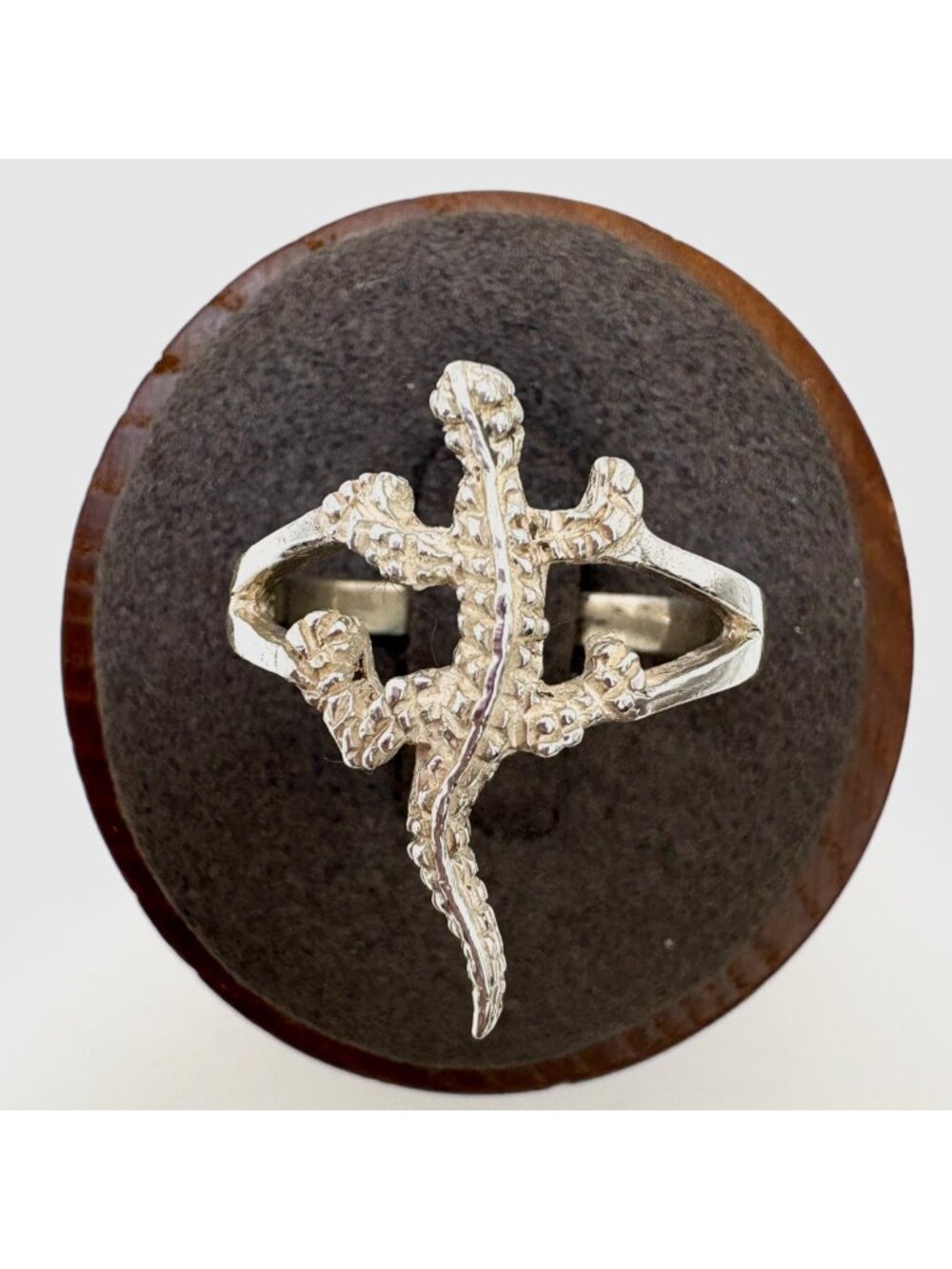 Lizard Gecko Diamond Cut Finish Statement Ring VTG Sterling Silver 925 Sz 9.25